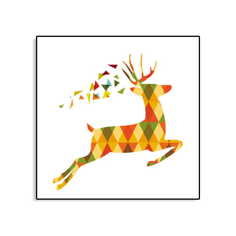 Nordic Deer Canvas Wall Art Family Room Wall Decor in Yellow on White, Multiple Sizes