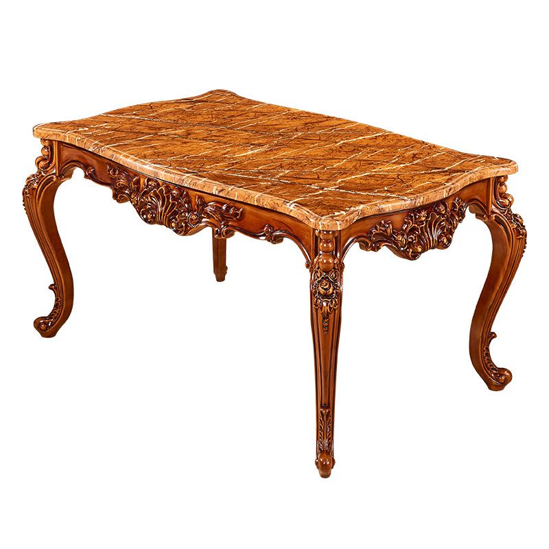 Mesa de comedor de estilo victoriano de rectángulo Tono marrón con mármol
