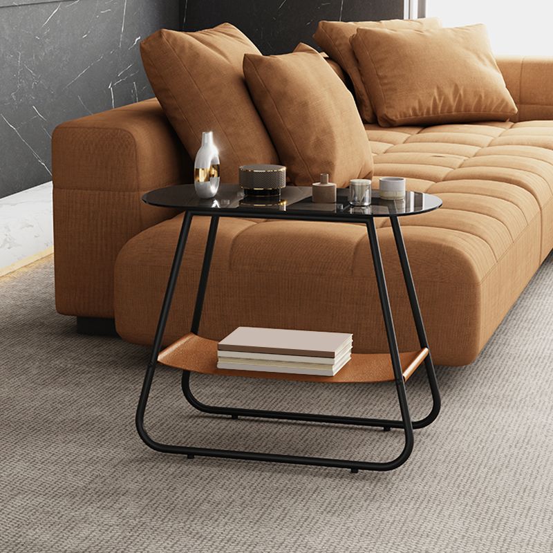 Elliptical Glass Sled Side Table 20.9"tall 1-Shelf End Table