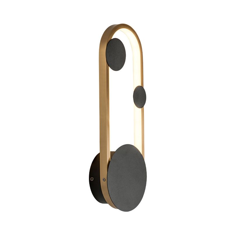 Metallic Arc Shaped Wall Sconce Lighting Post-Modern LED Wall Lamp Fixture in Black and Gold, Warm/White Light