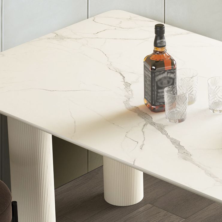 Simplicity Style Sintered Stone Dining Table 3 Legs Base 55" Wide Freeform Table for Home