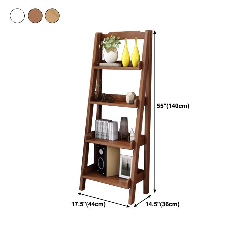 Contemporary Style Ladder Bookcase Wooden Vertical Book Shelf