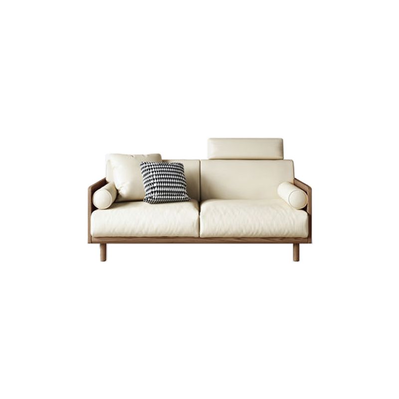 Contemporary Sofa with Loose Back and Pillows in Linen and Solid Wood