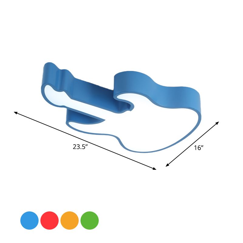 Acrylic Guitar Ceiling Lighting Modernist Red/Yellow/Green LED Flush Mount Fixture for Living Room