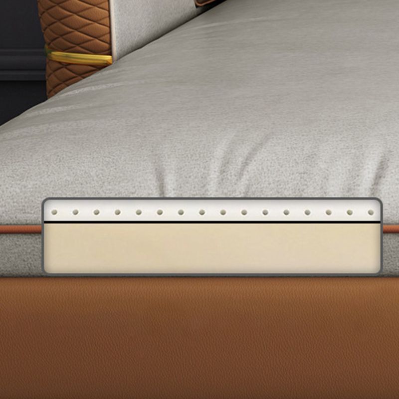 Beige 5-seater Flared Arm Sectional Luxurious Faux Leather Sectional