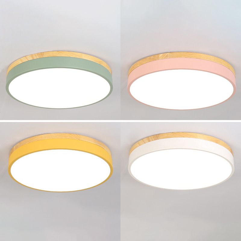 Plafonnier encastré à 1 lumière à abat-jour rond, de style simple et moderne