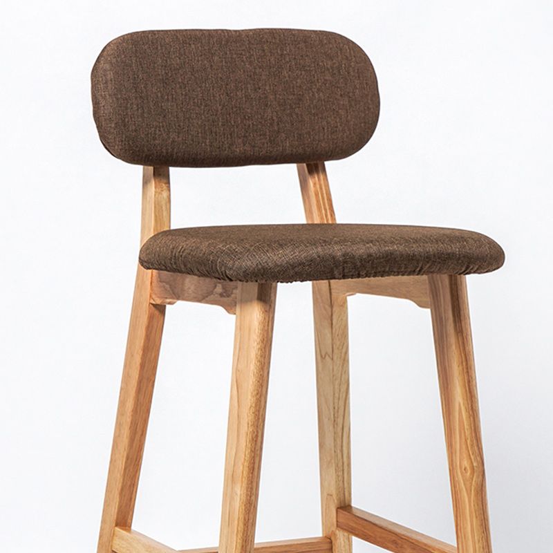 Rubberwood Modern Low Back Stool Matte Finish Upholstered Bar Stools
