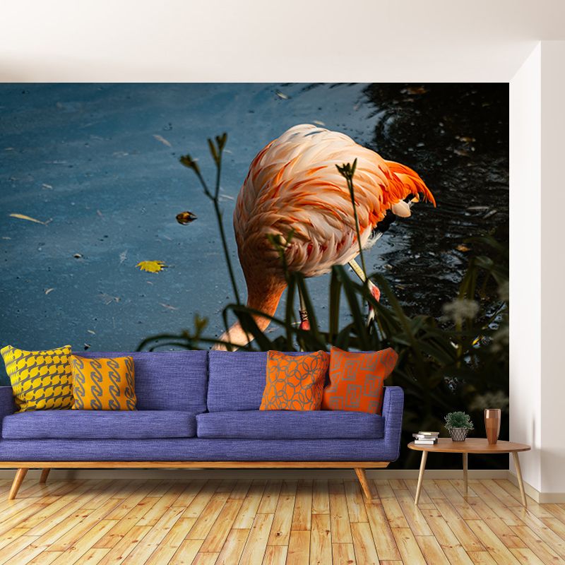 Flamingo Wall Mural Tropical Living Room Wall Covering, Personalized Size Available