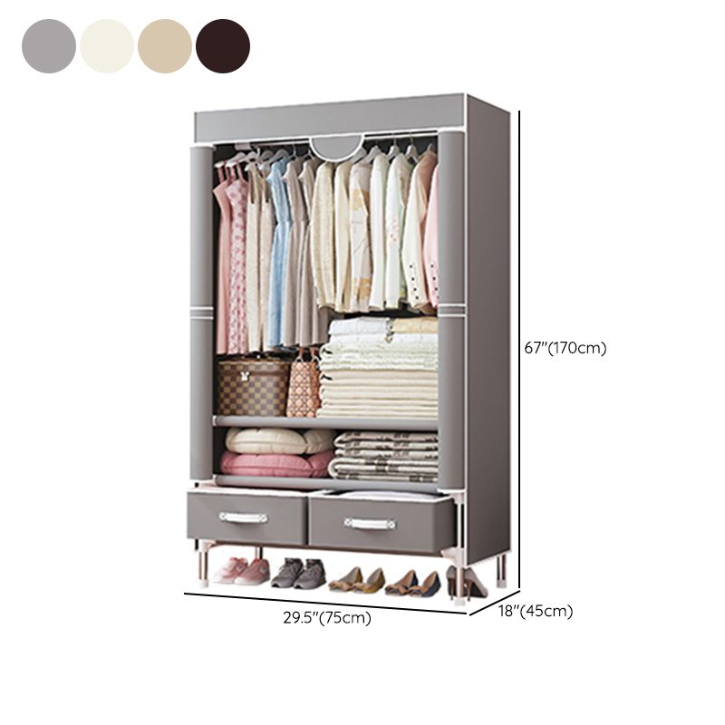 Contemporary Wardrobe Armoire Steel Wardrobe Closet with Legs for Home