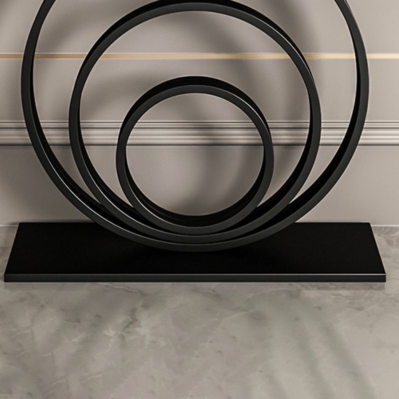 Glam Metal End Table Half Moon Stone Sofa Console Table for Hall