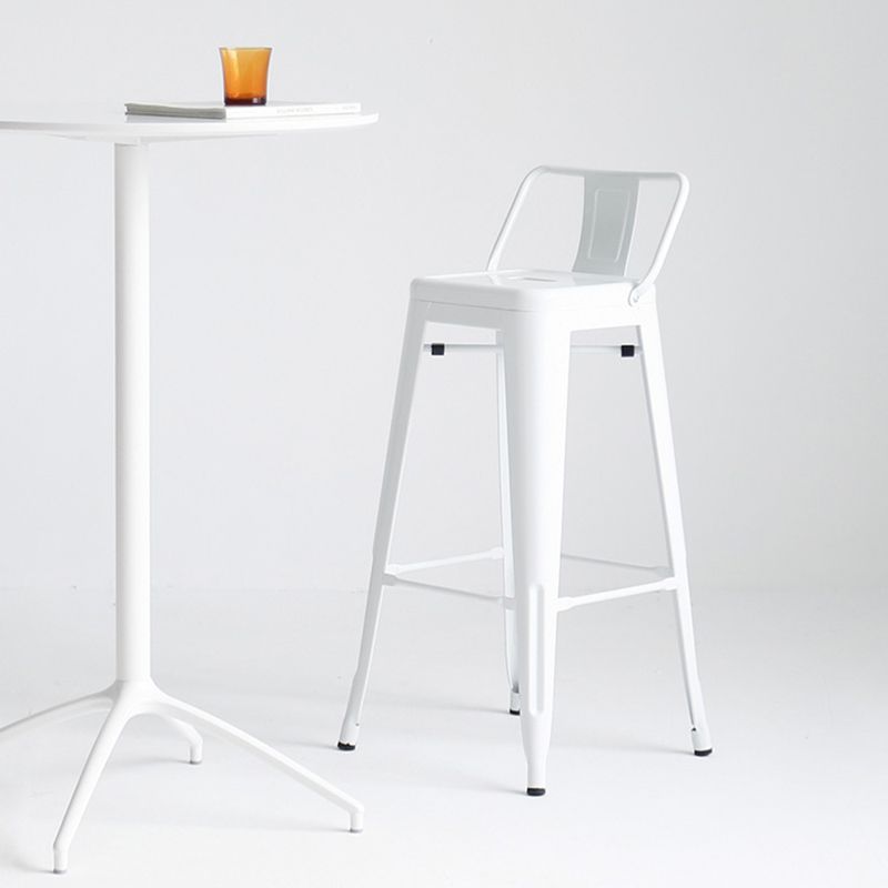 Modern Coffee Shop Counter Stool Square Metal Footrest Bar & Counter Stool