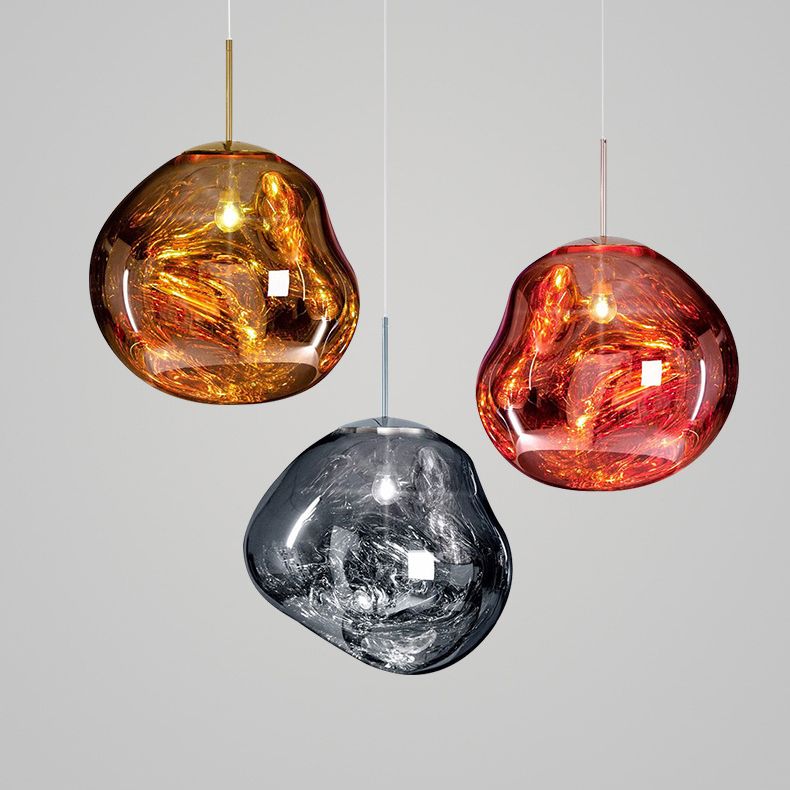 Irregular Electroplated Lava Glass Pendant Light 1 Lights Minimalist Post-modern Lighting Fixture for Restaurant Bar