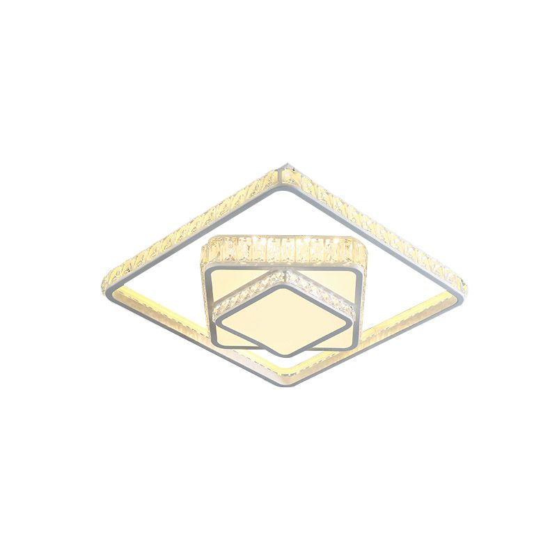 Quadratische Kristall Deckenbeleuchtung Moderne LED-Schlafzimmer Flush Montage Licht Armatur in Weiß