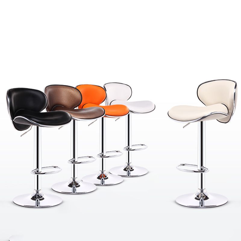 Scandinavian Adjustable Height Swivel Counter Stools Metal Leather Bar Stools