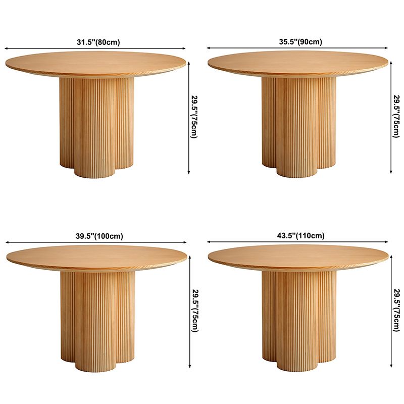 Eigentijdse ronde eettafel dennen vaste houten tafel met voetstukbasis voor thuiskeukendiner