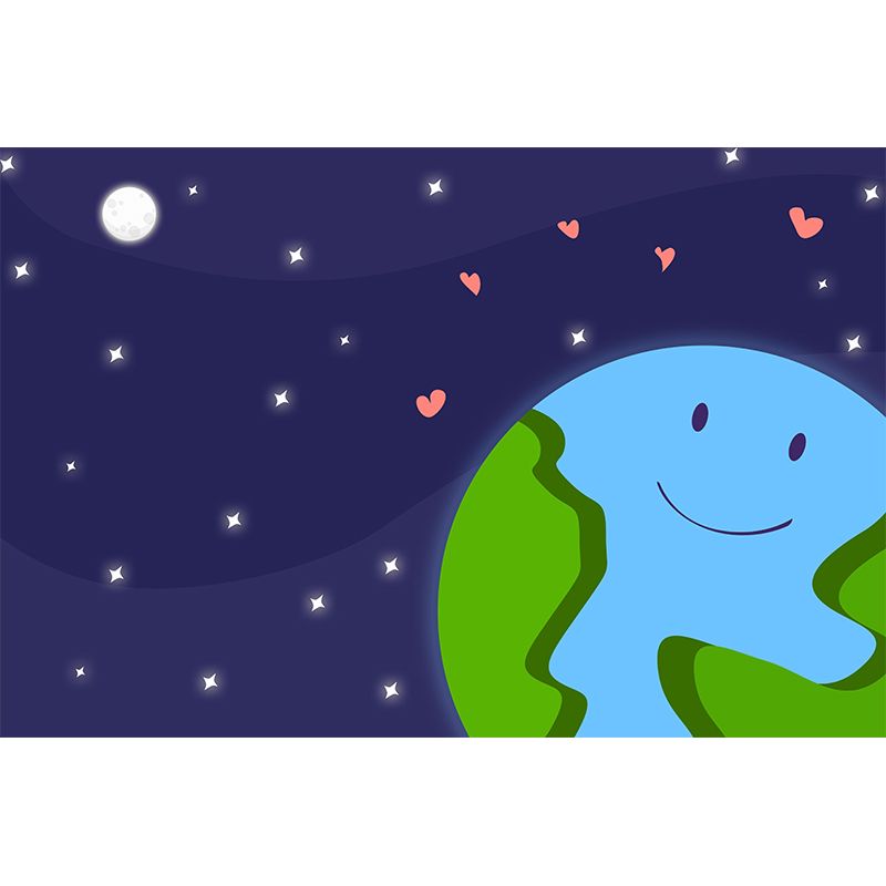 Art Style Children Kids Planet Mural Wallpaper Illustration Mildew Resistant Wall Art