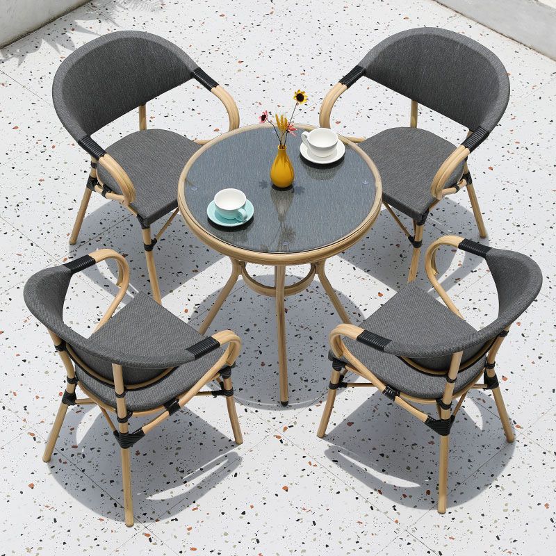 1/2/3/5 Pieces Bistro Table Set Gray Modern Patio Dining Table