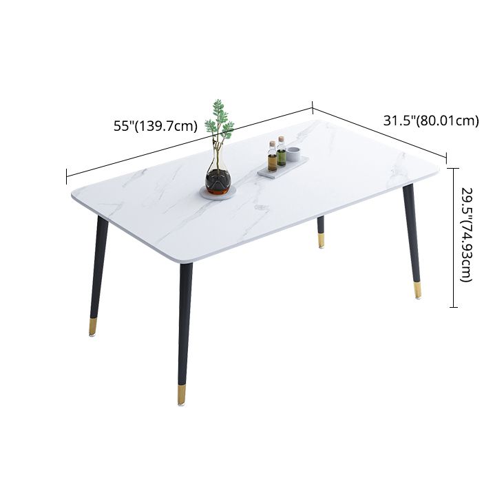 Minimalist Style Dining Set with Rectangle Shape Table and Upholstered Chairs