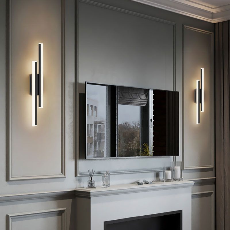 Linear Wall Lighting Fixtures Modern Style Metal 2 Lights Wall Lighting