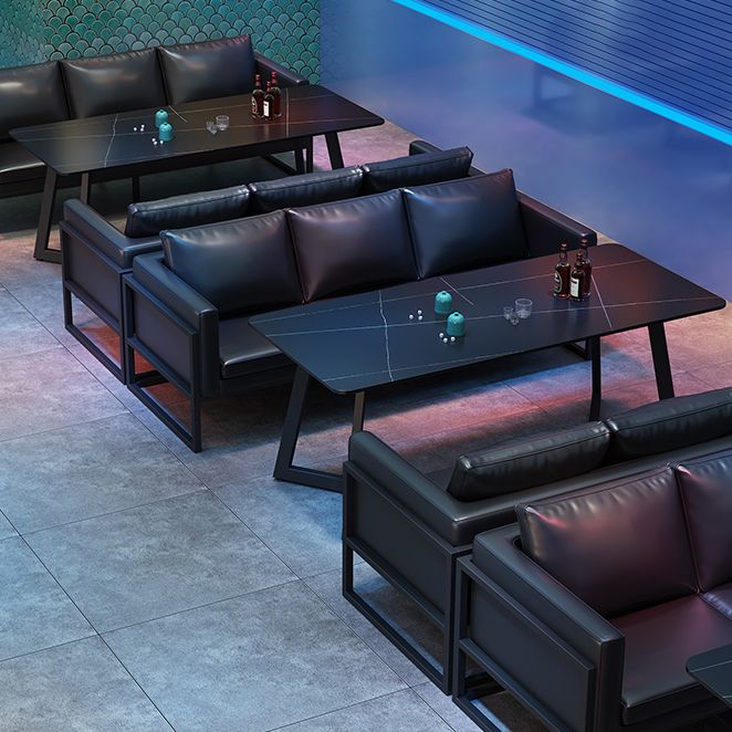 Industrieel gesinterde stenen eetkamer keukentafel rechthoekige tafel met metalen basis