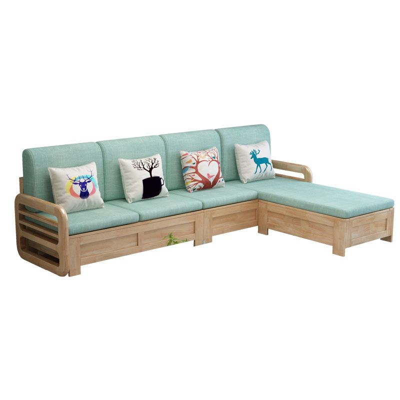 Nordic Settee Cushions Sectional Square Arm Fabric Seating for Living Room