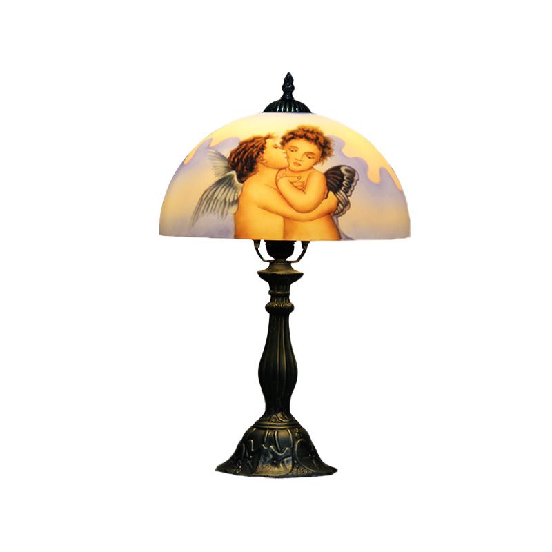 Bol lampe de chevet en verre taché