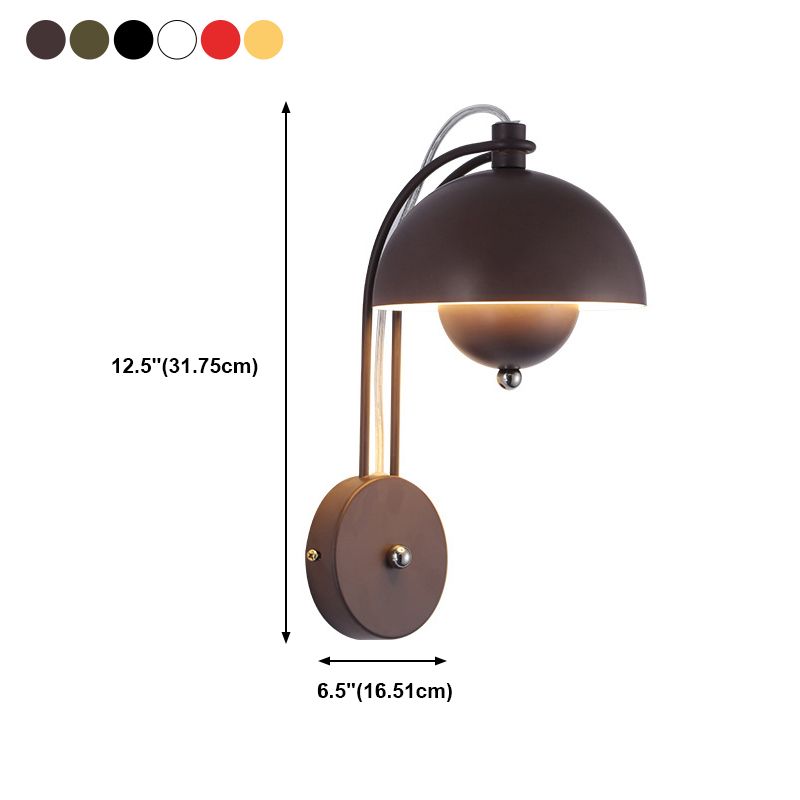 Dome Wall Sconce Lighting Modern Style Metal 1 Light Wall Mounted Light