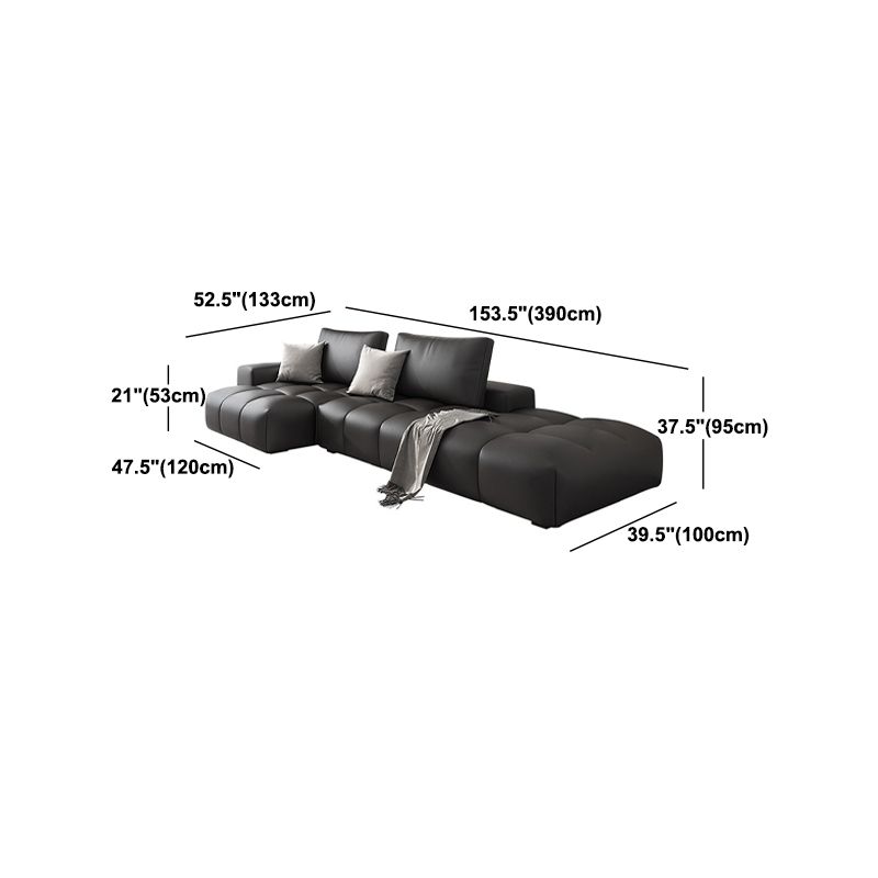 One Side Armrest Cushioning Back Sofa Bed Black Imitation Leather Sofa