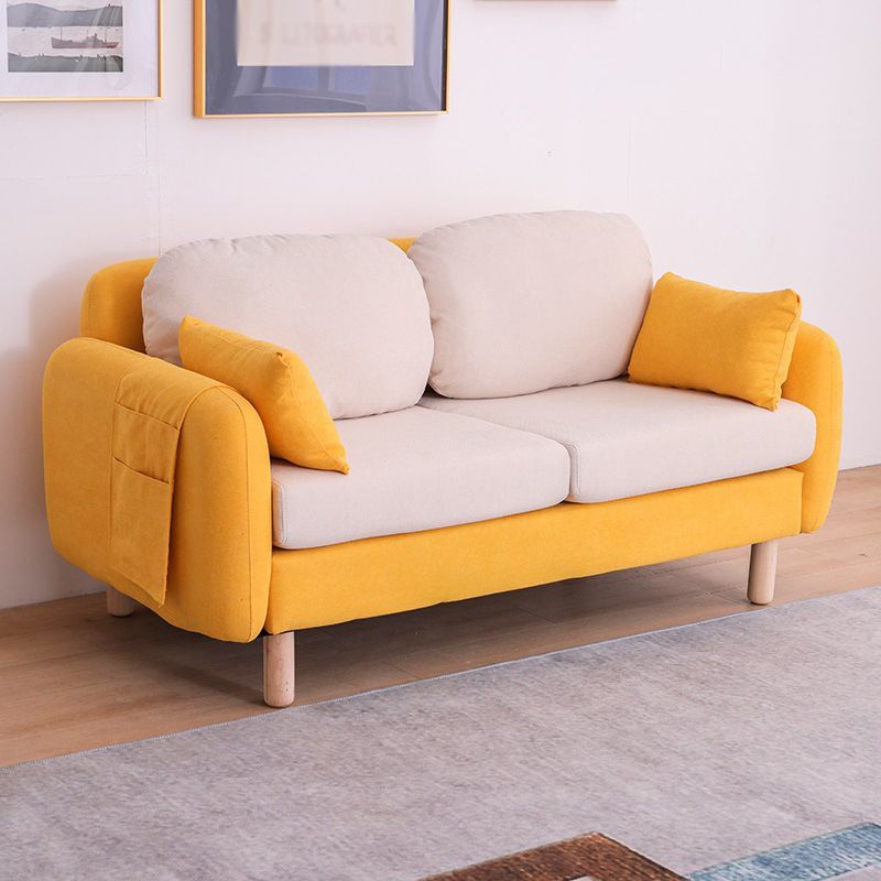 Scandinavian Loveseat with Two Pillow Back and Storage for Apartment