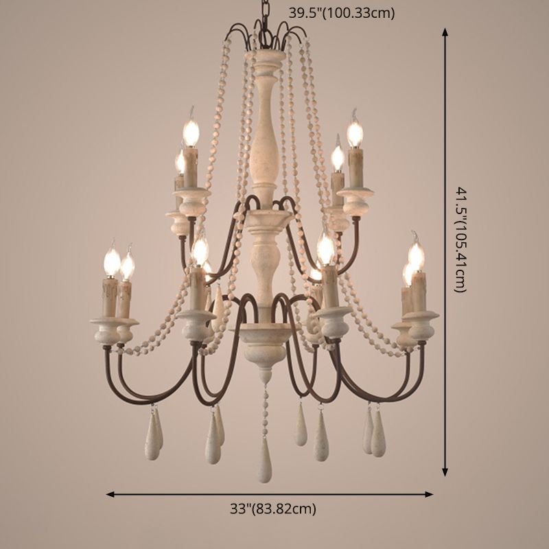 Traditioneller rustikaler Stil aus Holzleuchten mit Multi-Lights Candlestick Design Lighting Fixture mit Schwanenhalsrostarm