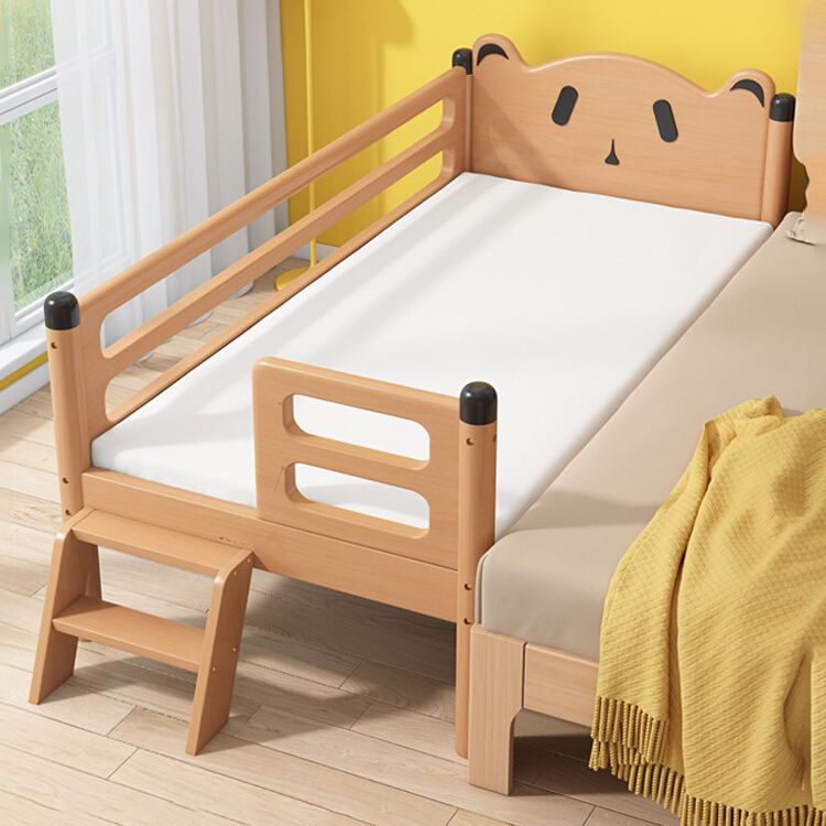 Glam Style Solid Wood Nursery Bed in Nature with Safety Guardrail