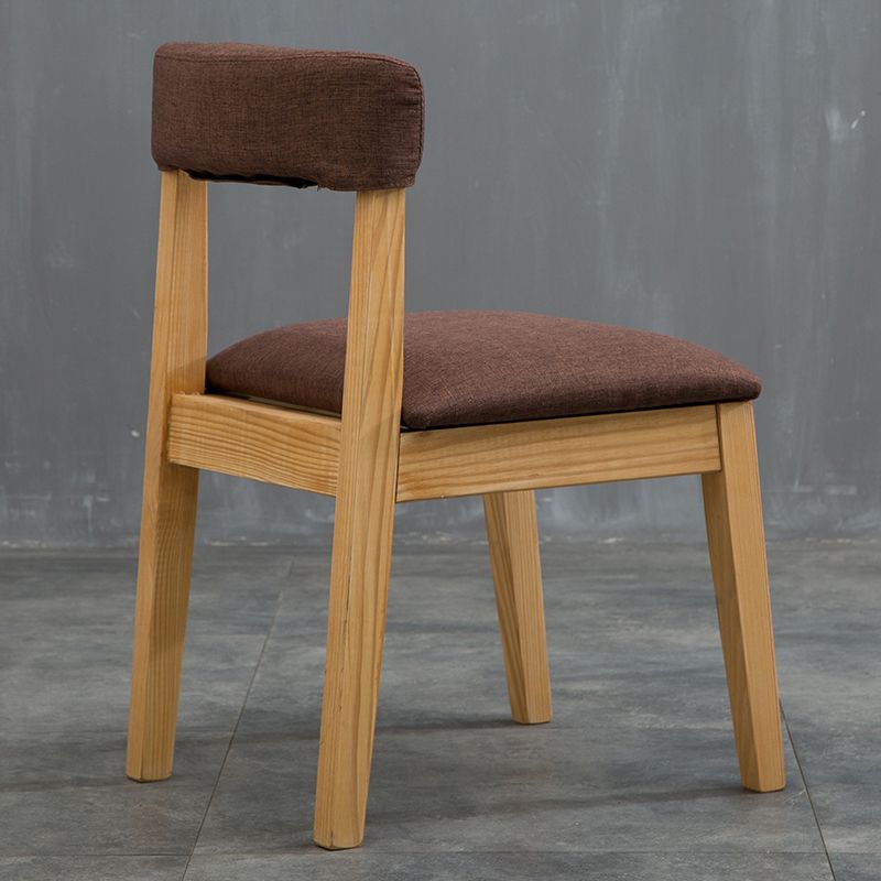 Silla lateral casera de estilo campestre, silla tapizada de madera con respaldo abierto para comedor