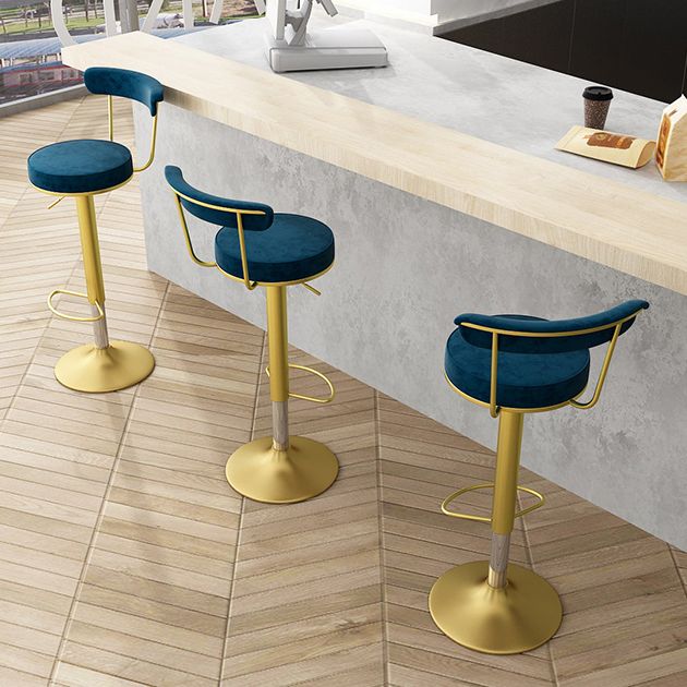 Scandinavian Metal Barstool Fabric Upholstered Counter Stool in Matte Finish for Indoor