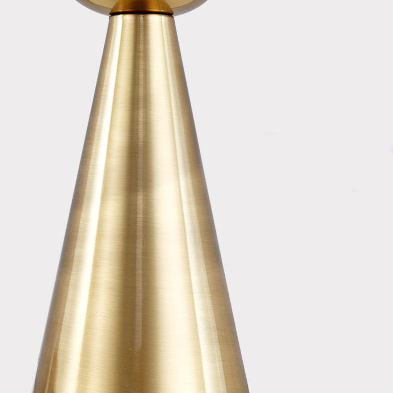 Conical Table Lamp Postmodern 1-Light Metal Night Light with Ball White Glass Shade