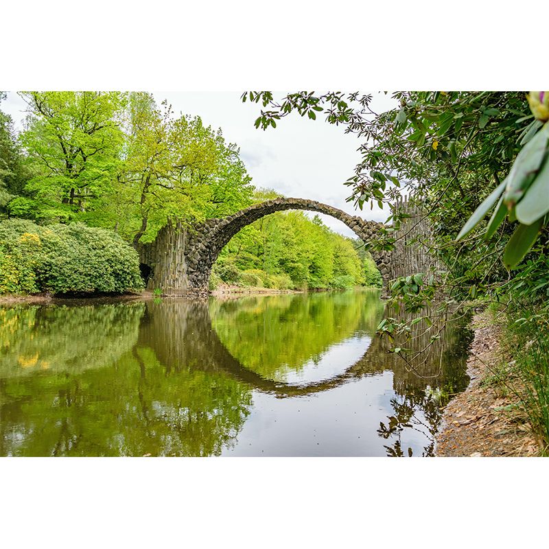 Contemporary Stone Bridge Architecture Mural Wallpaper Stain Resistant for Study Room