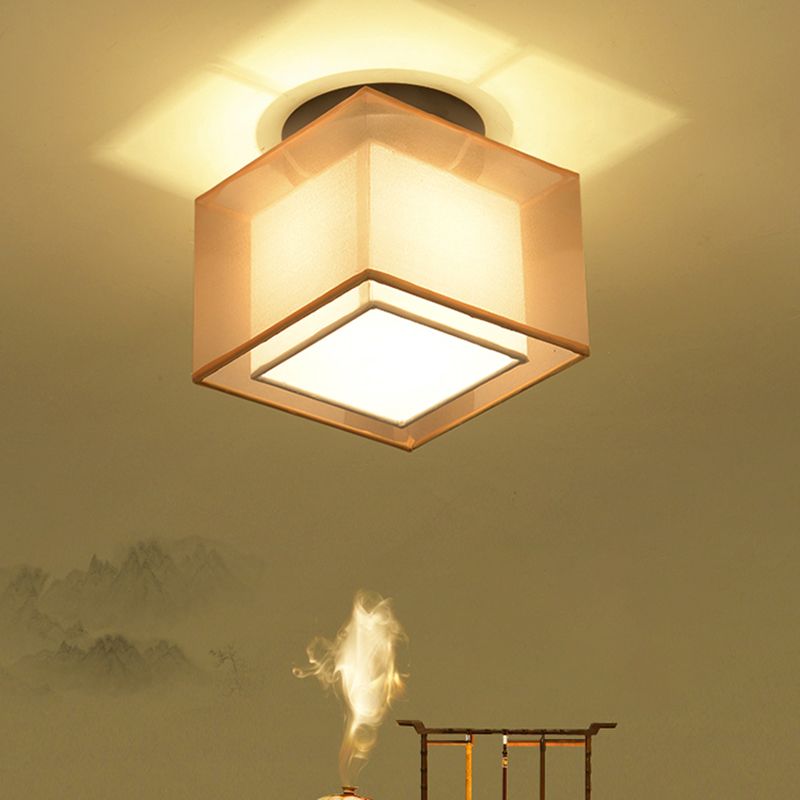 Gold Geometrical Ceiling Mounted Light Minimalist Fabric Aisle Ceiling Mount Light Fixture