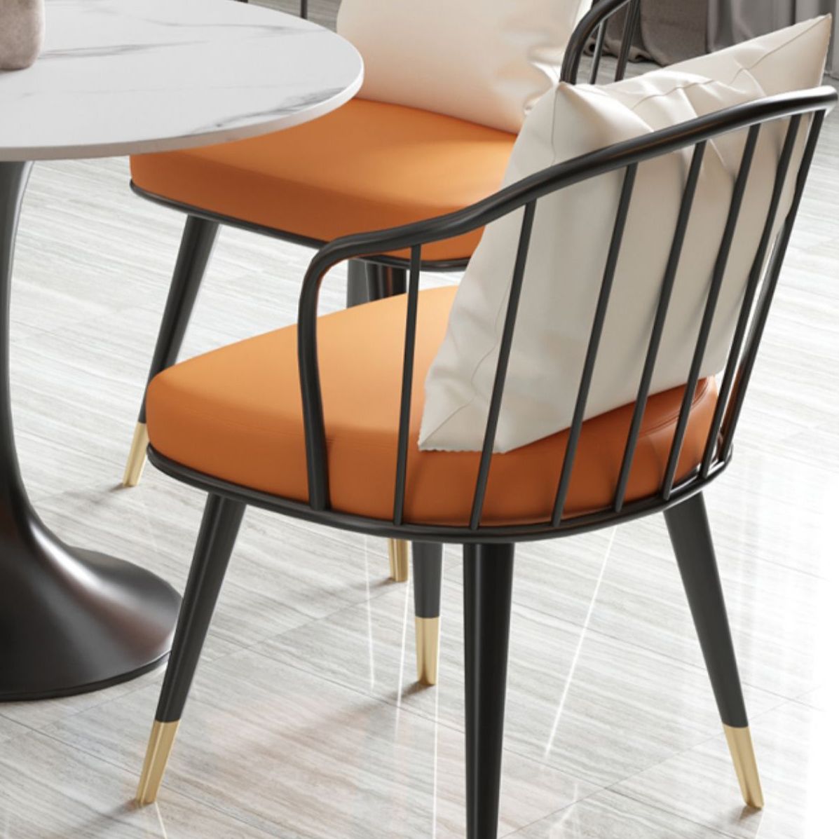 Round Dining Table Set with Metal Chairs 1/5 Pieces Modern Dining Set for Home