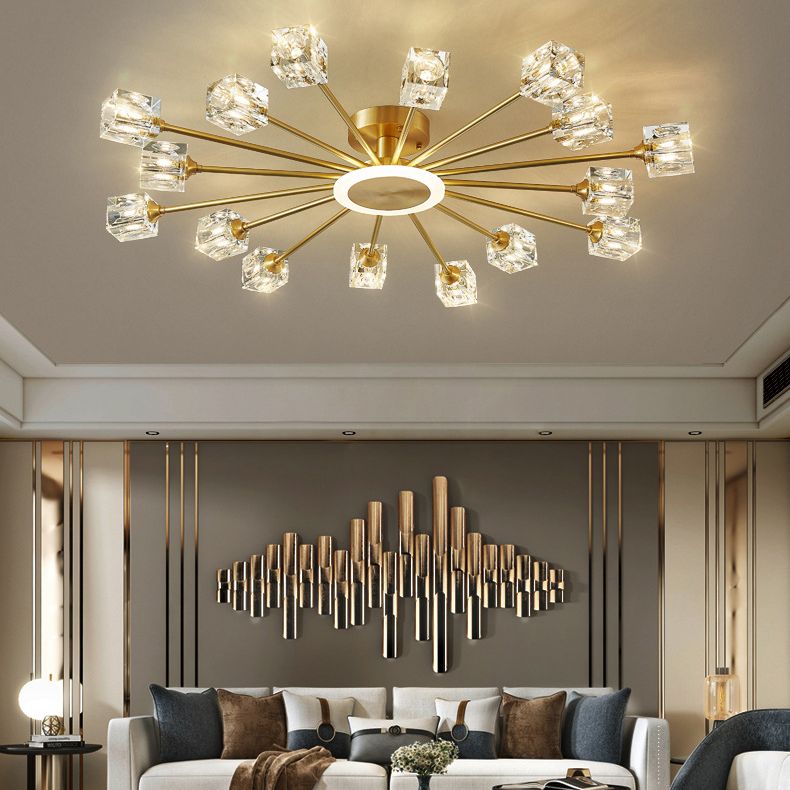 Sputnik Flush Mount Ceiling Light Modern Crystal Ceiling Mount Chandelier
