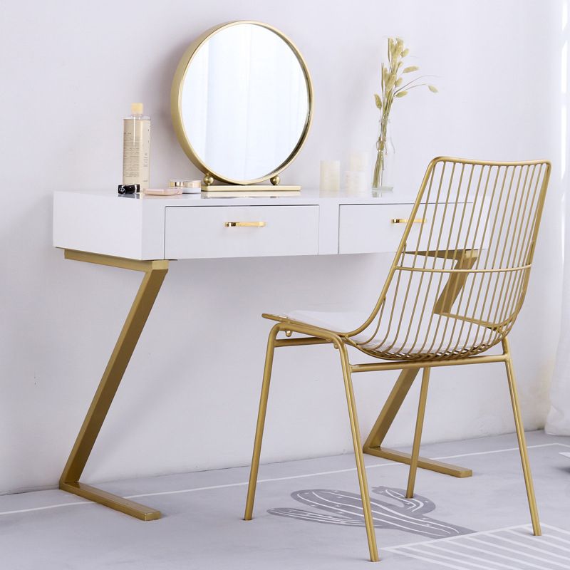 Glam Dresser with 2 Storage Drawers White Vanity Table for Bedroom