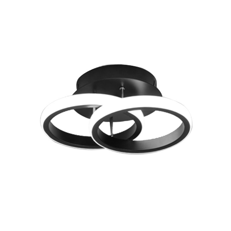 Modern Style Geometry Ceiling Lights Metal 2 Light Ceiling Lamps for Bedroom in Black