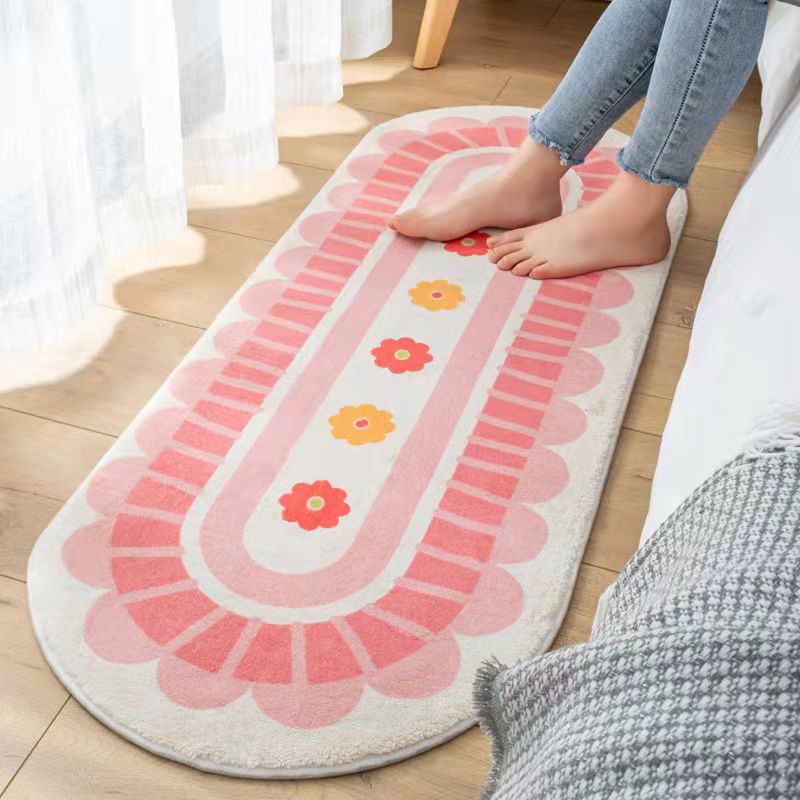 Orange Nordic Rug Polyester Striped Rug Non-Slip Backing Rug for Drawing Room
