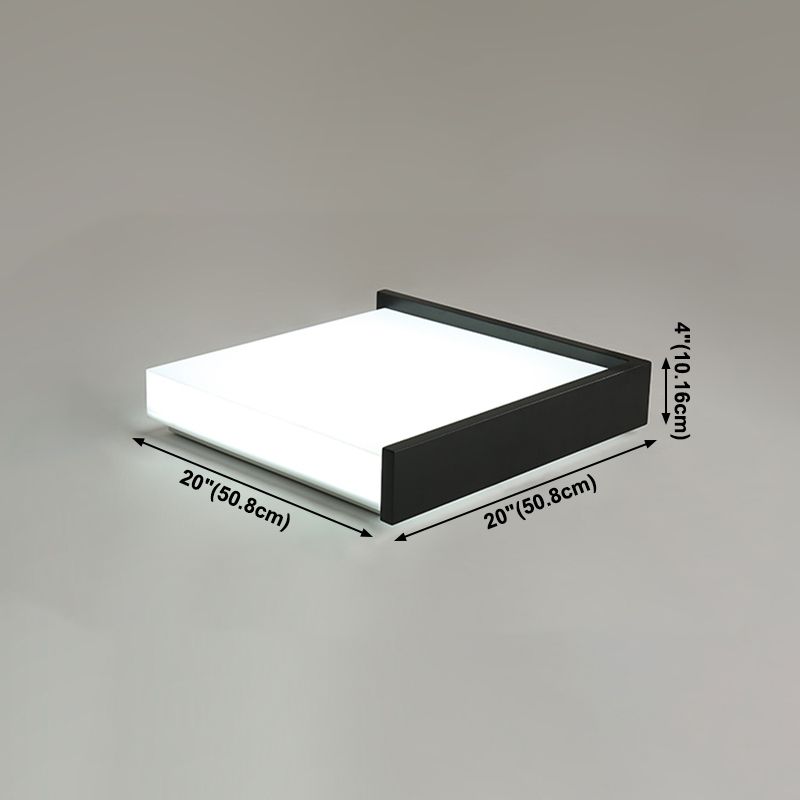 Plafonnier LED noir en acrylique, plafonnier carré en fer forgé de simplicité moderne pour chambre à coucher