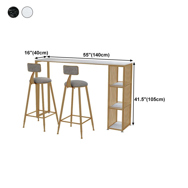 Stone Bar Dining Table Traditional Luxury Rectangle Bar Table with Sled Base