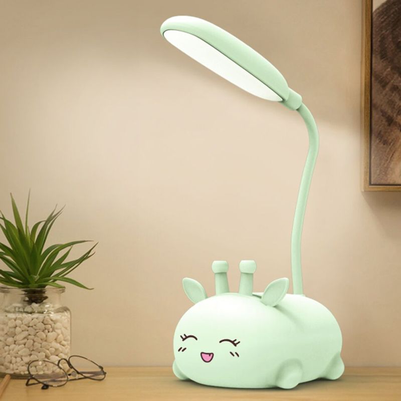 Cartoon Sika Deer Desk Lamp Plastic Kid Room LED Night Light with Flexible Arm in White/Pink/Blue