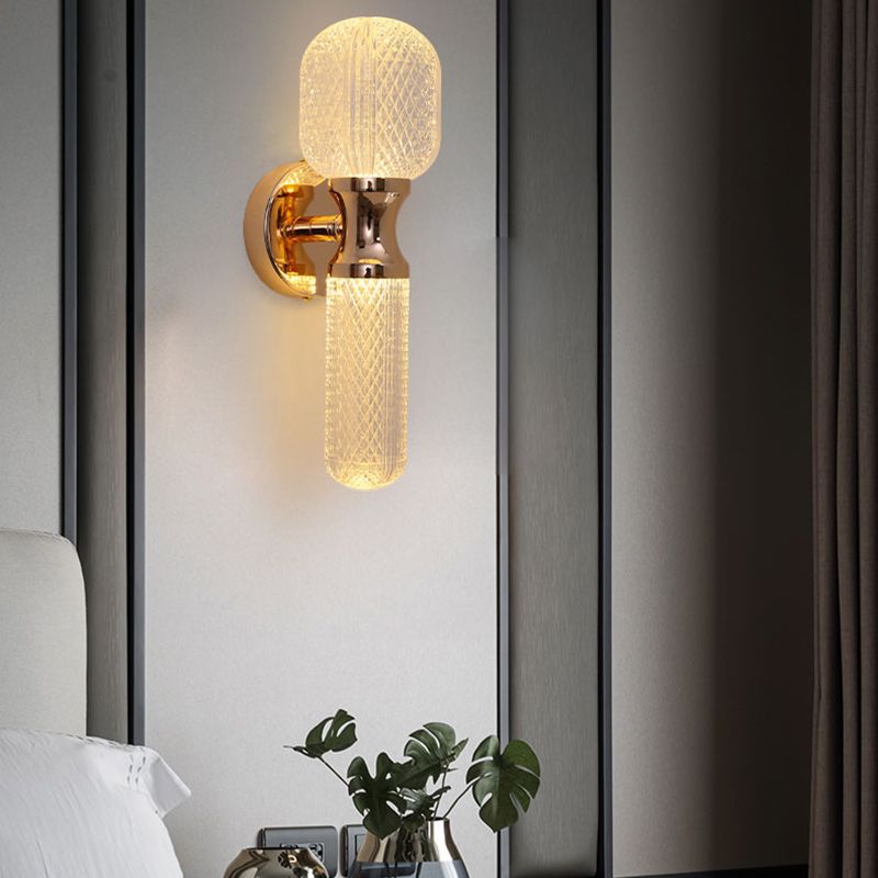 Post Modern 2 - Light Torch Wall Light Metal and Acrylic Wall Light in Gold and Clear