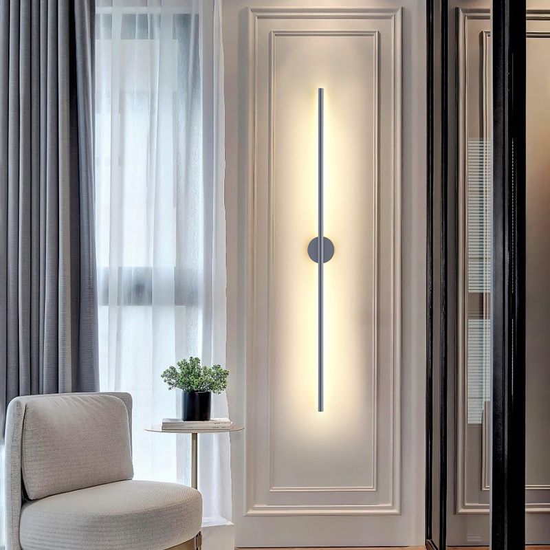 Zeitgenössische graue Wandleuchte gerade Form LED -Wandleuchten mit Metall für Schlafzimmer