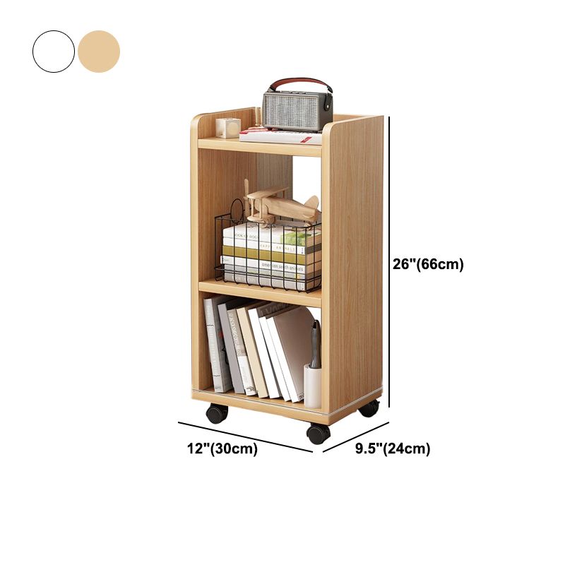 Modern Style Bookshelf Wooden Shelf Bookcase with Caster Wheels