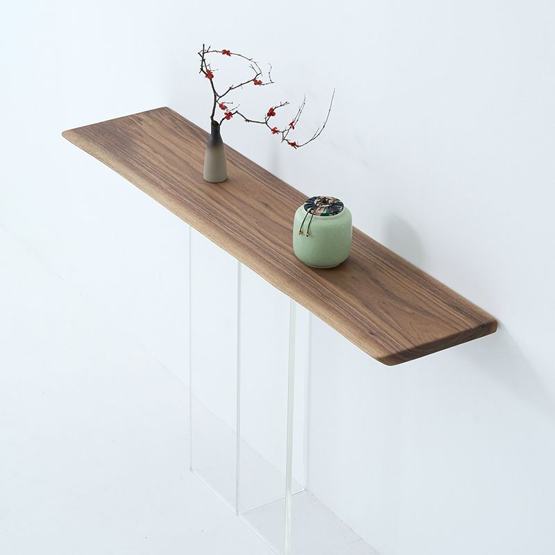 Contemporary Walnut Console Accent Table with Rectangle Top for Hall