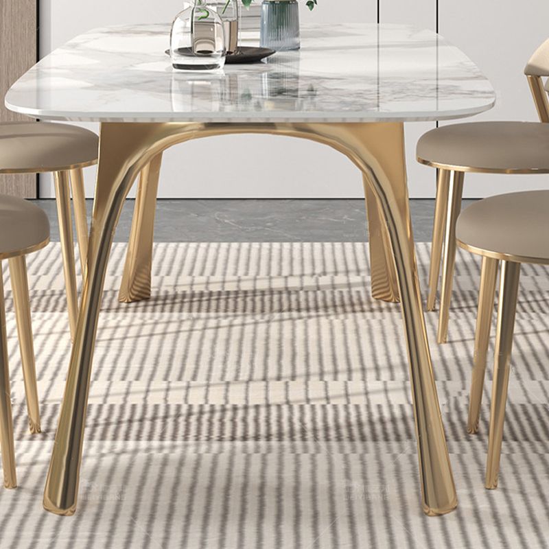 Contemporary 1/4/5/7 Pieces Furniture Stone Rectangle Dining Table Set in White