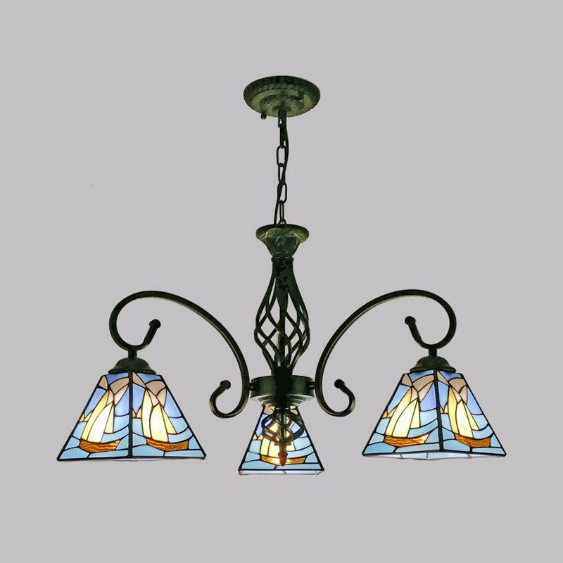 Piramide ombra lampadario a sospensione in vetro colorato vetro tradizionale luce sospesa per sala da pranzo